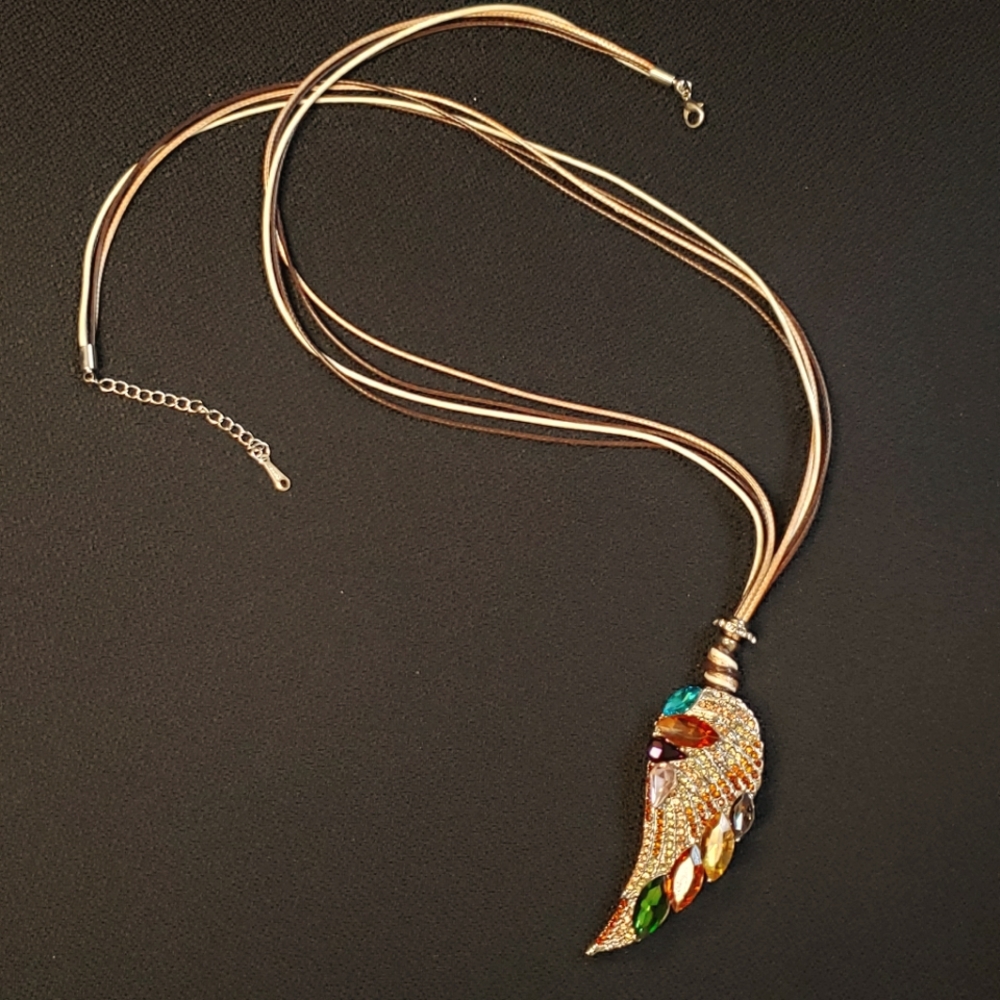 New In Box JEWELED Angel Wing Necklace/Brooch
